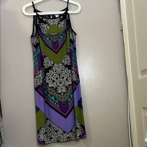 Emma & Michele Sleeveless Midi Dress - Purple, Olive & Black